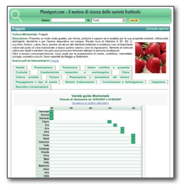La sezione di Plantgest - motore di ricerca delle varietà frutticole - dedicata alla Fragola