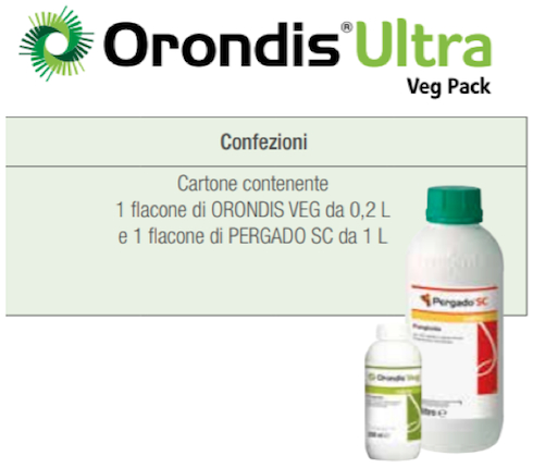 Orondis® Ultra Veg Pack: combi-pack contenente una confezione di Orondis® Veg e una di Pergado® SC