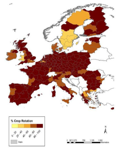 Percentuale di applicazione dell'avvicendamento nell'Ue 28