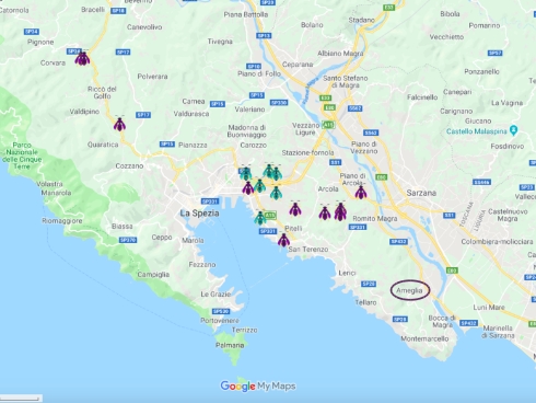 La mappa degli avvistamenti a La Spezia