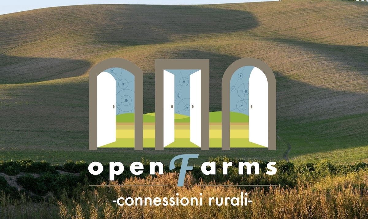 Il logo di Open Farms riassume il proposito di creare presso le aziende nuovi spazi di interazione, di dialogo e di apertura alle relazioni