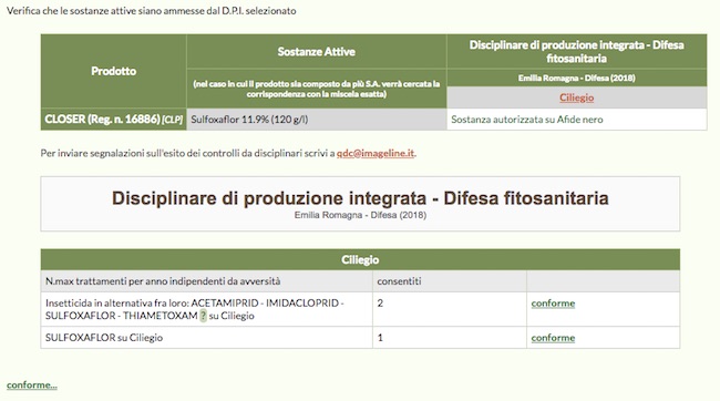 Schermata di QdC con il dettaglio del controllo del numero massimo di trattamenti con sostanze attive in alternativa tra loro