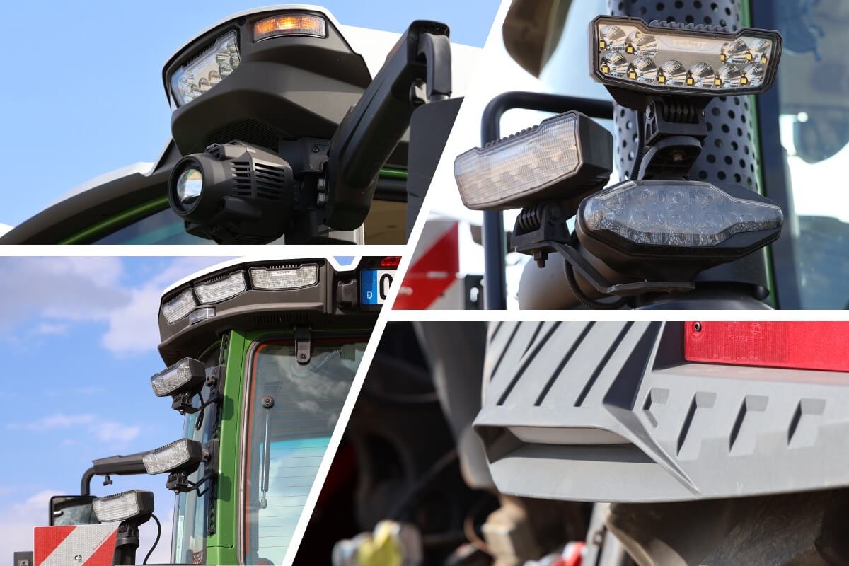 Panoramica delle diverse luci presenti nell'impianto di illuminazione UltraVision sui nuovi Fendt 800 Vario Gen5