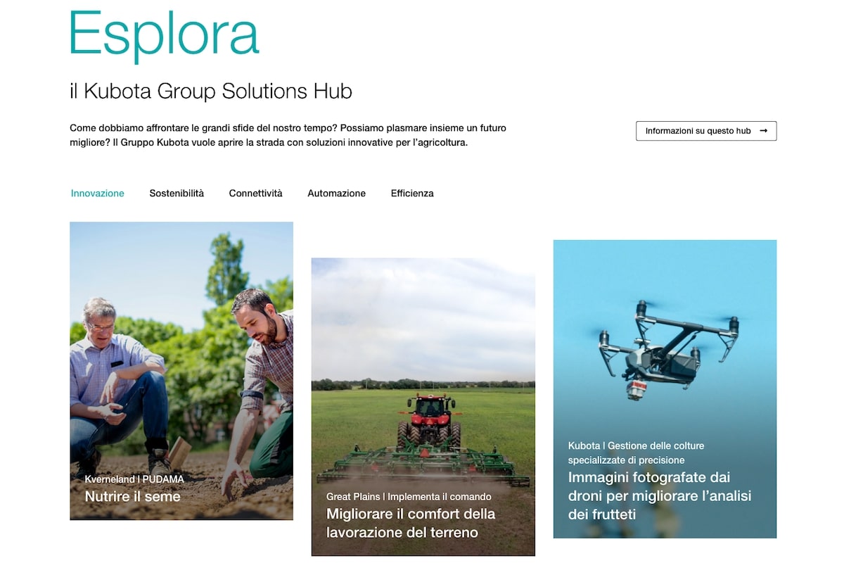 Il nuovo portale online Kubota Group Solutions Hub è disponibile anche in lingua italiana