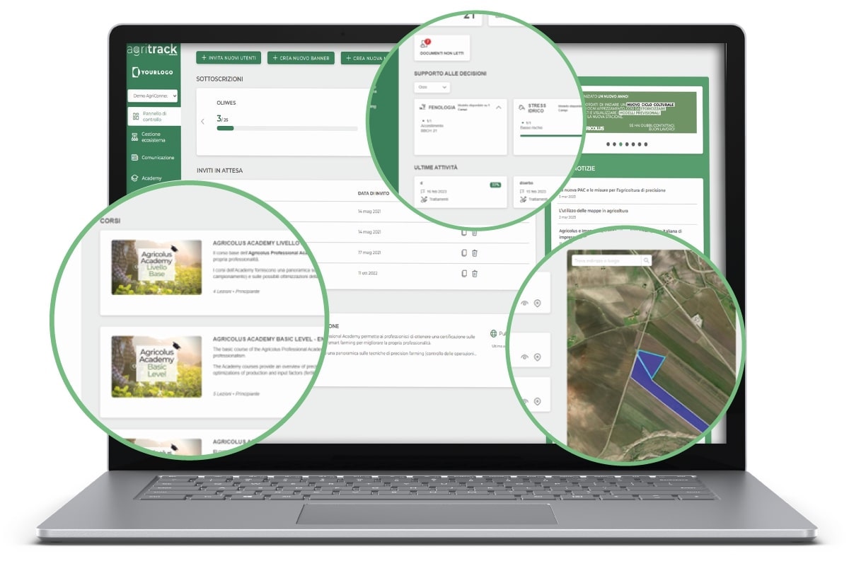 Schermate della piattaforma digitale AgriValueChain di Agricolus